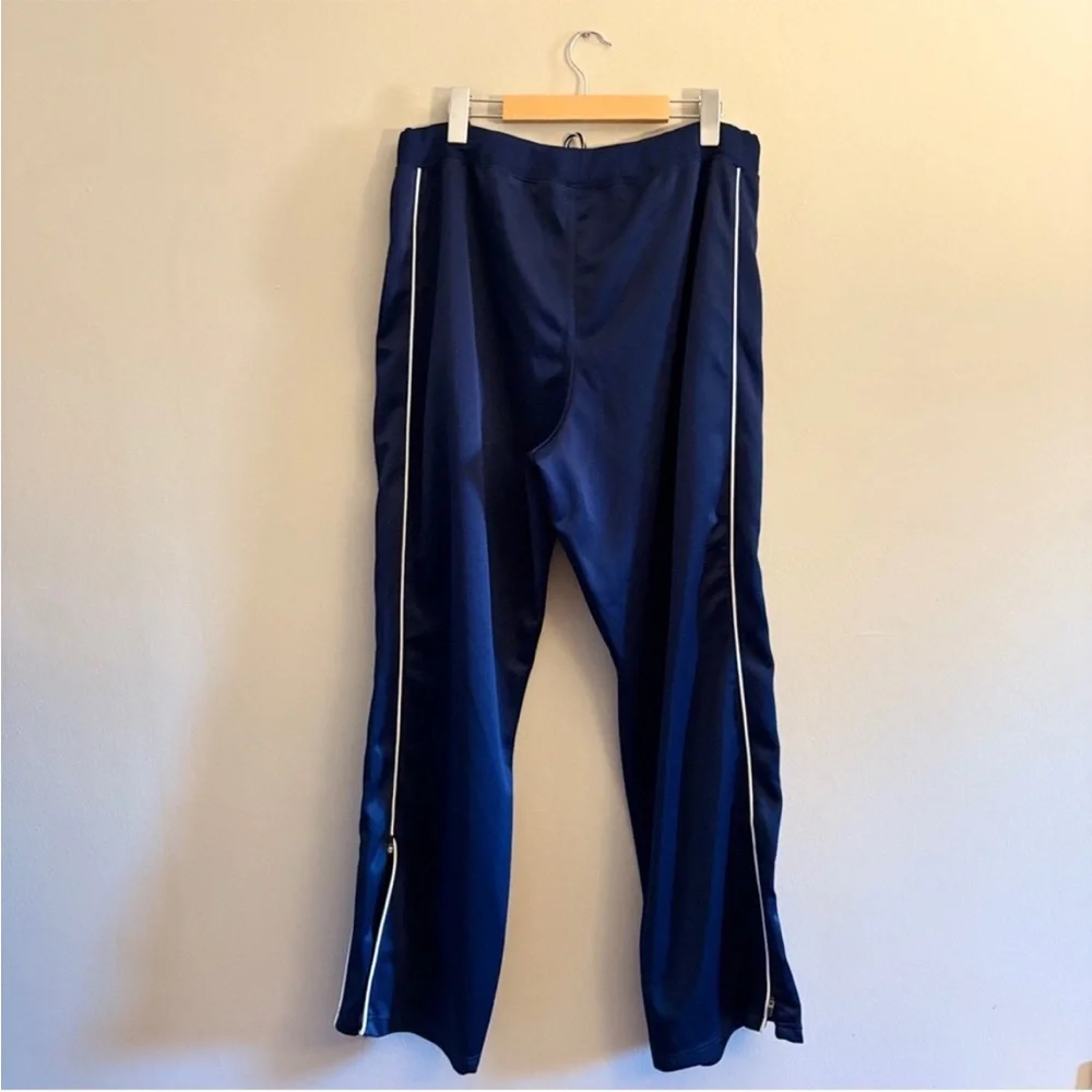 Vintage 90s Umbro Navy Athletic Pants w White Piping & Zip Bottom – Large Fair - Picture 10 of 16